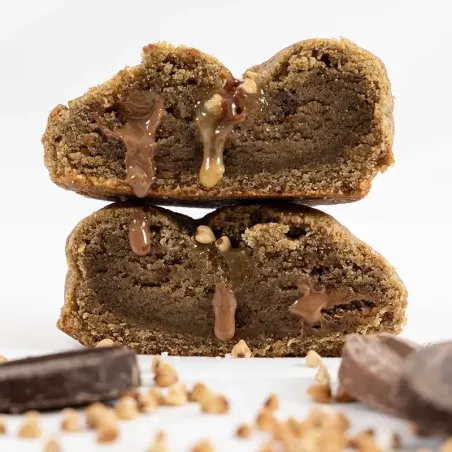 Cookie au sarasin et chocolat noir et choco-caramel Valhrona