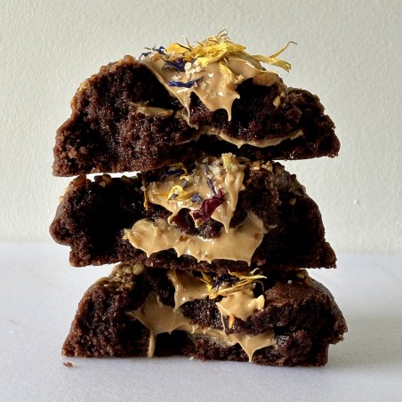 Cookie chocolat au noir Valhrona et coeur nocciolata bianca.