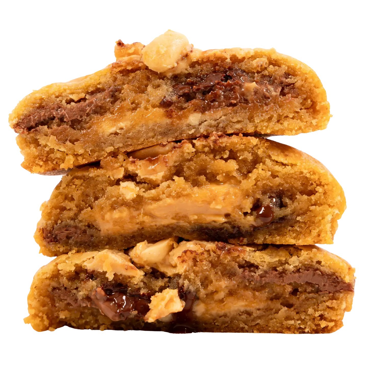 Cookie choco lait et noir, coeur beurre de cacahuète