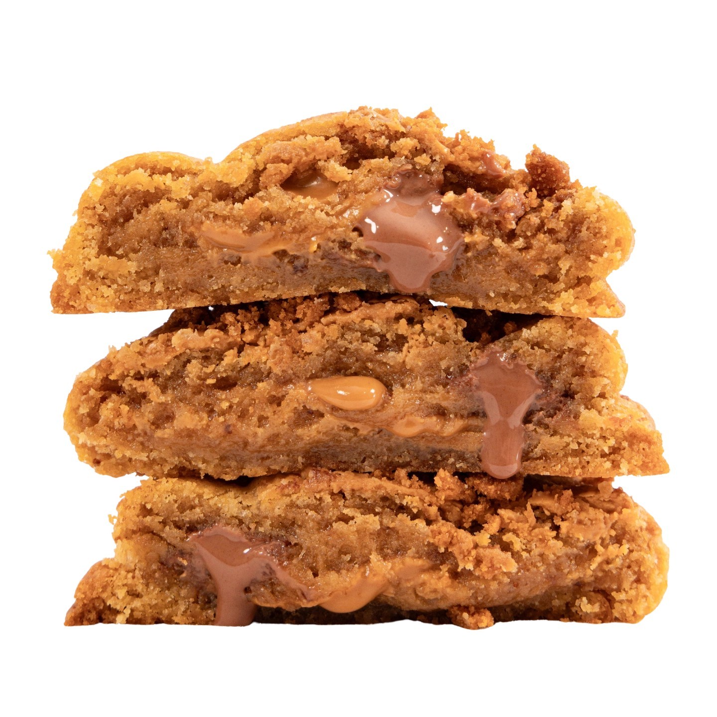Base brisures de spéculoos, chocolat au lait Valrhona, coeur pâte à ta