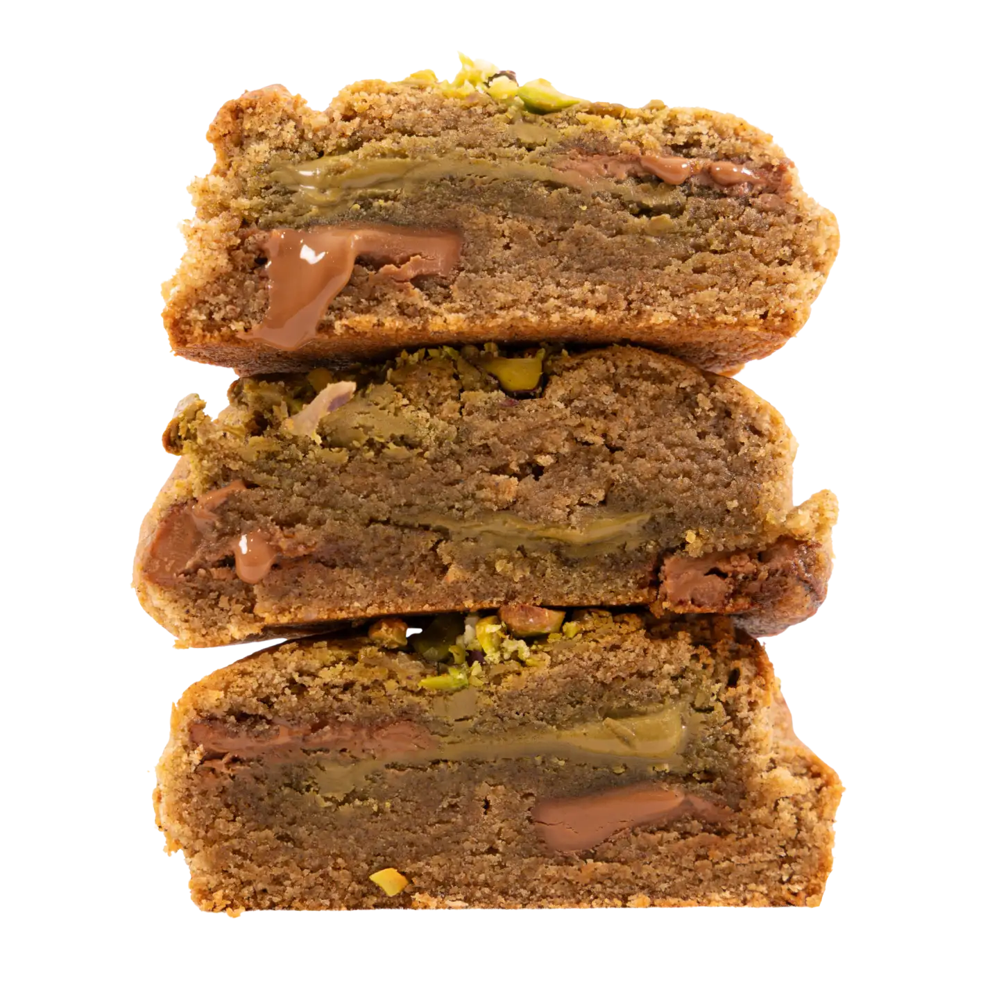 Base sarrasin, chocolat lait Valrhona, crème pistache