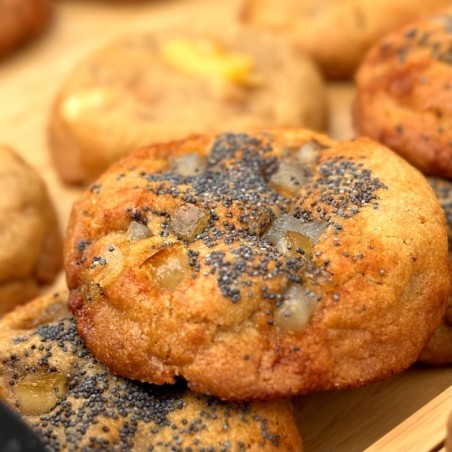 Cookie au Choco-Yuzu Valrhona, citrons confits et graines de pavot